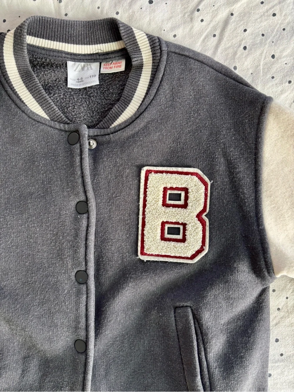 Zara Navy and Cream Varsity Jacket